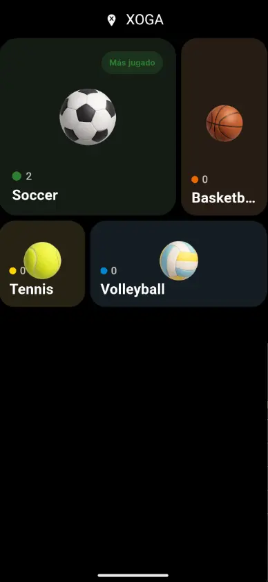 Pantalla de inicio de XOGA