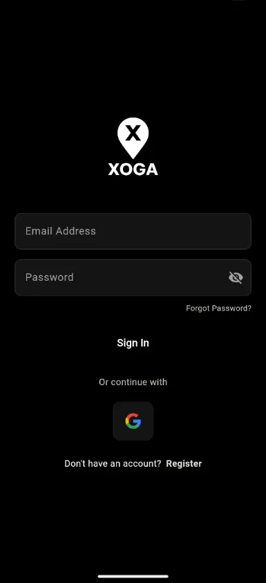 Pantalla de acceso a XOGA